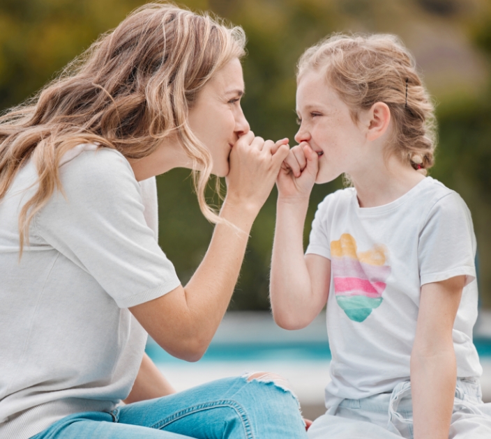 mom daughter outside